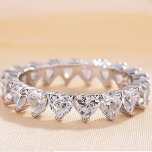 Elegant Sterling Silver & Moissanite Heart-Cut Women's Ring